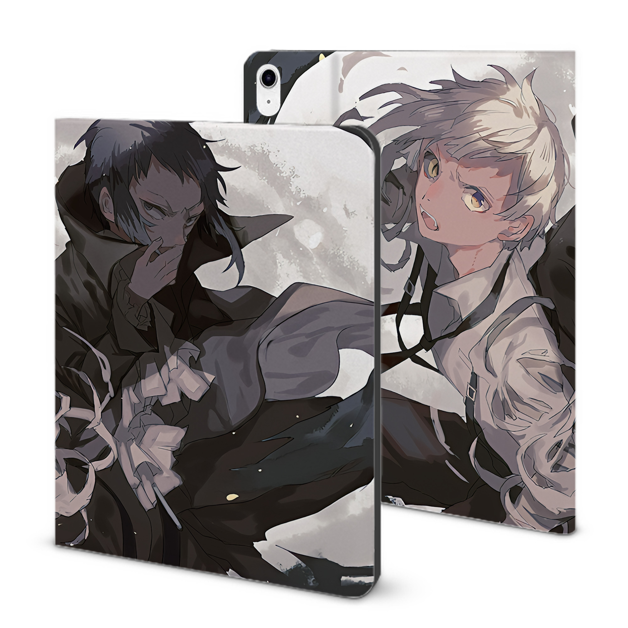 （画像用） 文豪ストレイドッグス Bungo Stray Dogs IPad ケース ブック型 PUレザー TPU 耐衝撃 軽量 薄型 ペン収納なし 全面保護 IPad 各モデル対応